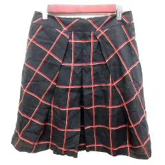 クミキョク 組曲 KUMIKYOKU スカート フレア ひざ丈 総柄 ウール 1 黒 ブラック /RT 