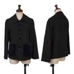 トリココムデギャルソンtricot COMME des GARCONS 製品染めベロア使いウールラウンドカラージャケット 紺S