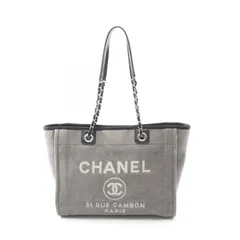 シャネル CHANEL トートバッグ ドーヴィル グレー デニム レザー ドーヴィル チェーントートMM レディース Used B