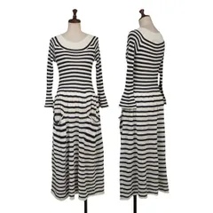 ジュンヤワタナベ コムデギャルソンJUNYA WATANABE COMME des GARCONS ボーダーニットワンピース 紺白S