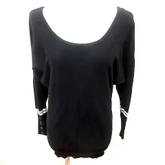 ルスーク Le souk ニット カットソー Uネック 長袖 38 黒 ブラック /RT