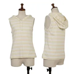 マドモアゼルノンノンMademoiselle NON NON ボーダーノースリーブパーカー ベージュ白他M位