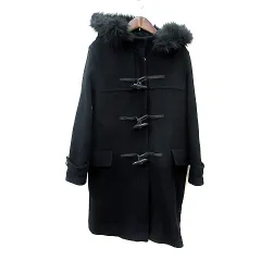 フレイアイディー FRAY I.D ダッフルコート ロング 総裏地 フェイクファー ウール 0 S 黒 ブラック /MN