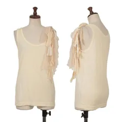 サカイsacai ウールチュールフリンジ装飾タンクトップ クリーム2