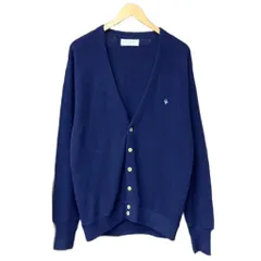 クリスチャンディオール Christian Dior USA製 アクリルカーディガン 長袖 ニットカーディガン XL 紺 ネイビー ☆AA★ メンズ