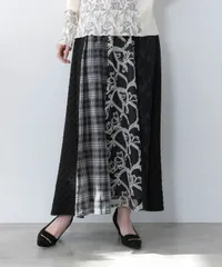 isScoLar イズスカラー　561211：ドット×チェック×チュール×レース切替スカート