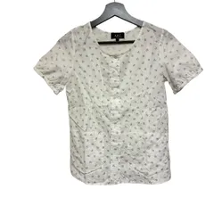 B093 A.P.C.（アー・ペー・セー） レディース 半袖ブラウス（プルオーバーシャツ）ホワイト 植物柄 34サイズのサムネイル