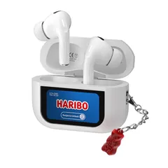 【新品】 Haribo ノイズキャンセリングイヤホン Bluetooth 5.4 13mm ダイナミックドライバー、スクリーンタッチ対応、IPX4、防水、グミベアデザイン (RED) 0