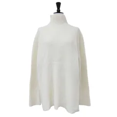 美品 Paul Smith ポールスミス ニット オフホワイト 白 M シグネチャー ストライプ スリット 長袖 ハイネック リブ オーバーサイズ ウール トップス セーター【レディース】