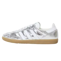 【美品】adidas アディダス サンバ シルバー ホワイト サイズ:US8(25.0cm) / 25春夏 SAMBA OG JR0035 / サンバ / メタリック レザー レースアップ / ローカット スニーカー シューズ 靴【レディース】【中古】