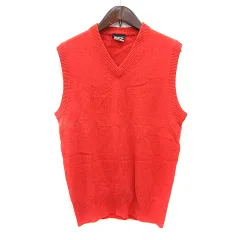 ジャーナルスタンダード JOURNAL STANDARD ベスト ニット プルオーバー Vネック ノースリーブ カシミヤ混 アンゴラ混 M オレンジ /MN