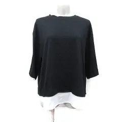 クラシカルエルフ CLASSICAL ELF カットソー 七分袖 フェイクレイヤード L 黒 ブラック 白 ホワイト /YI