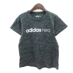アディダスネオ adidas neo カットソー Tシャツ クルーネック ロゴプリント 半袖 M グレー /MN