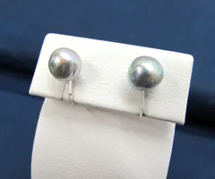 ビンテージ 真珠 パール バロックパール ブルー系 イヤリング SILVER.A 刻印 アクセサリー 服飾小物　保管95