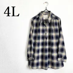 a008 新品 4L 刺繍×チェック 大きいサイズ Aライン　スキッパーシャツチュニック 体型カバー オーバーサイズ レディース