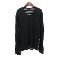 ラブレス LOVELESS カットソー 長袖 切替 ボーダー 3 M～L 黒 ブラック /YI