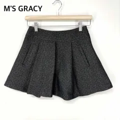美品 エムズグレイシー ツイード フレア ひざ丈スカート 上品 36サイズ
