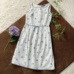 エムズグレイシー　ノースリーブ Aラインワンピース　花柄刺繍　ホワイト　40