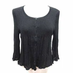 23区 オンワード樫山 カーディガン ニット ラメ 長袖 38 M 黒 ブラック /YK