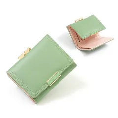 カード入れ 使いやすい 小銭入れ ミニ財布 三つ折り財布 コインケース がま口 コンパクト 大容量 レディース 財布 グリーン [Ｓｅｍｏ１ｍｕｓ]