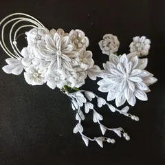 つまみ細工の髪飾りセット/白/結婚式/成人式/卒業式/七五三