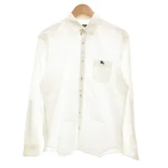 バーバリーブラックレーベル BURBERRY BLACK LABEL ワイシャツ 胸ポケット ロゴ刺繍 長袖 2 白 ホワイト /JS