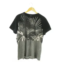 ディーゼル DIESEL 半袖Tシャツ クルーネック コットン 切替 グラフィック リゾート ロゴ XL グレー /AO20 ■GY18