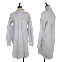 コムコム コムデギャルソンCOMME des GARCONS コットンバイアスストライプラウンドカラーロングシャツ 白青XS