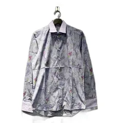 エトロ ETRO ドレスシャツ 総柄 ボタニカルモチーフ 長袖 38 紫 パープル 