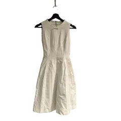 フォクシー FOXEY ワンピース ひざ丈 フレア ノースリーブ 38 白 ホワイト ■TC