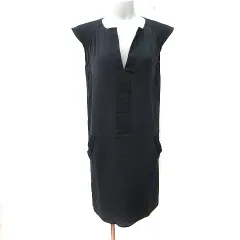 コントワーデコトニエ COMPTOIR DES COTONNIERS ワンピース ひざ丈 フレンチスリーブ 切替 1 S 絹 シルク 黒 ブラック /YI