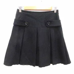 レストローズ L'EST ROSE プリーツスカート ミニ ウール 2 M 黒 ブラック /YK