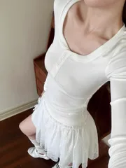 26ss) 쫀득ネック UネックTシャツ 春新商品 Uネック インナーTシャツ 長袖Tシャツ