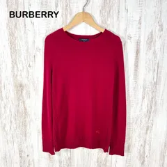 BURBERRY LONDON バーバリーロンドン ホースロゴ刺繡 ウール カシミヤ ロングスリーブ ニット レッド レディース トップス