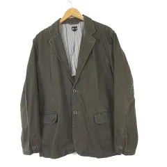 ナイラス NYLAUS CREW DESIGN WORKS ジャケット ストライプ コットン テーラード シングル 2ボタン L グレー ブラウン