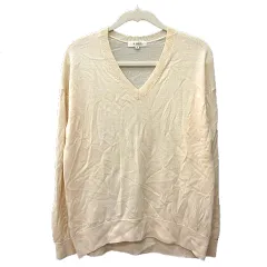 プラステ PLST ニット カットソー Vネック 長袖 ウール M 白 アイボリー /MN