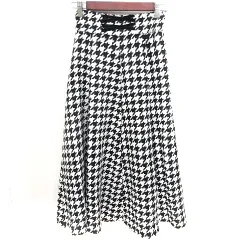 ノエラ Noela スカート フレア ロング 総柄 S 白 ホワイト 黒 ブラック /RT