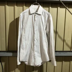 1868 Calvin Klein 長袖シャツ ホワイト 32/33 M〜L カルバンクライン ストライプ柄 古着卸 アメリカ仕入