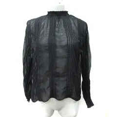 ディスコート Discoat シフォンブラウス プルオーバー 刺繍 長袖 F 黒 ブラック /YI