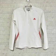 adidas　アディダス　ハーフジップ　長袖　トップス　ホワイト　Ｍ　レディース　日本製