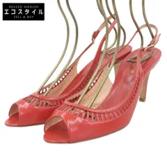 Sergio Rossi セルジオロッシ 美品 レザー オープントゥ サンダル パンプス レディース レッド 38 38