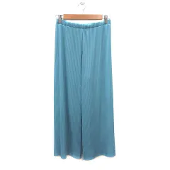 ユニクロ UNIQLO イージーパンツ ワイド ロング リブ M 青 ブルー /MS ●RY