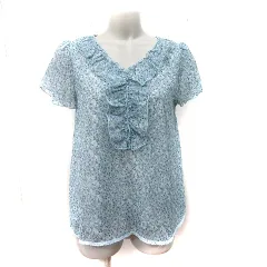 エニィスィス エニシス anySiS シフォンブラウス プルオーバー シアー フリル レース 総柄 2 M 水色 /YI