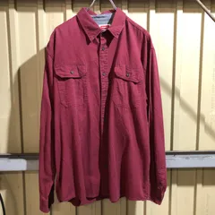 1869 Wrangler 長袖シャツ ワインレッド L ラングラー ワンポイント 刺繍ロゴ ワークシャツ 古着卸 アメリカ仕入