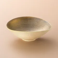 焼〆金彩楕円向付（信楽焼）