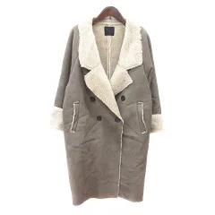 ケイビーエフ KBF アーバンリサーチ コート フェイクムートン ダブル ロング ONE M グレージュ /MN