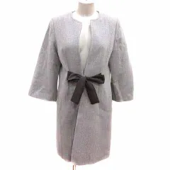 ダンローヴィサヴィスフィユオウポアル DANS LEAU VIS a VIS ノーカラーコート ウエストマーク 総裏地 ウール 11AR L グレー /YK