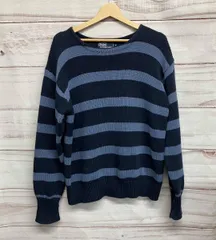 POLO RALPH LAUREN ポロ ラルフローレン コットンセーター メンズサイズM ネイビー系ボーダー柄