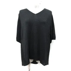 グローブ grove ニット カットソー 五分袖 M 黒 ブラック /YI