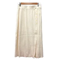 ナノユニバース nano universe フレアスカート ロング リブ 38 M 白 アイボリー /MN